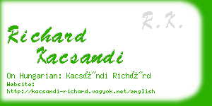 richard kacsandi business card